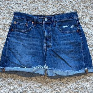 Levis 501 Womens High Rise Raw Hem Jean Shorts Size 27 Button Fly